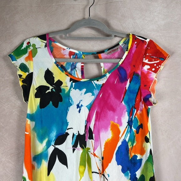 Jams World VTG Symphony Mini Dress Multicolor Abstract Floral Vibrant Tropical - Picture 2 of 13
